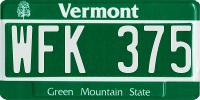 VT license plate WFK375