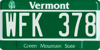 VT license plate WFK378