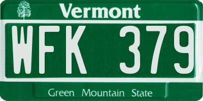 VT license plate WFK379