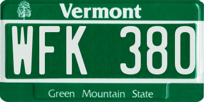VT license plate WFK380