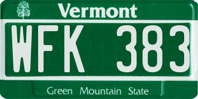 VT license plate WFK383