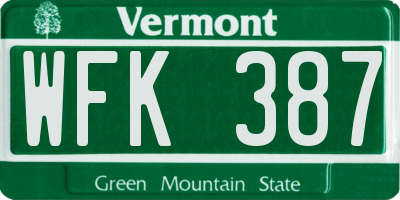 VT license plate WFK387