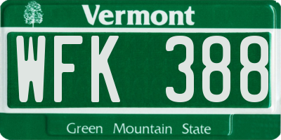 VT license plate WFK388