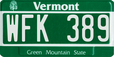 VT license plate WFK389