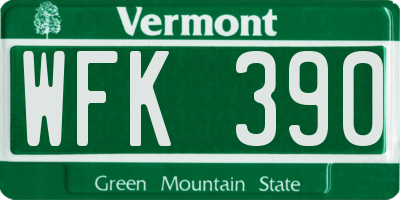 VT license plate WFK390