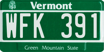 VT license plate WFK391