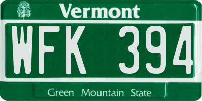 VT license plate WFK394