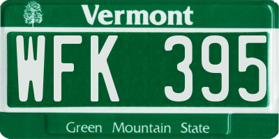 VT license plate WFK395
