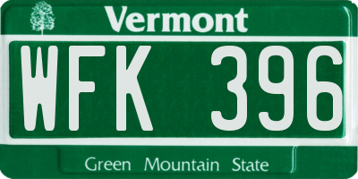 VT license plate WFK396