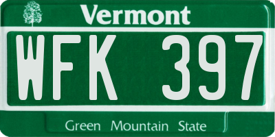 VT license plate WFK397