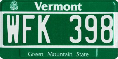 VT license plate WFK398