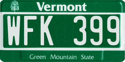 VT license plate WFK399