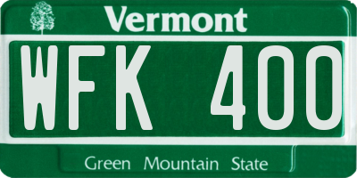 VT license plate WFK400