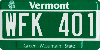 VT license plate WFK401