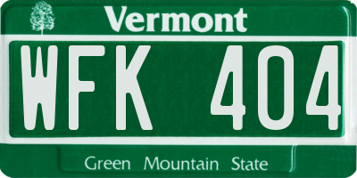 VT license plate WFK404