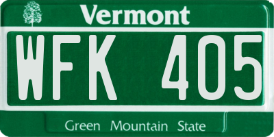VT license plate WFK405