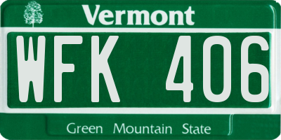 VT license plate WFK406