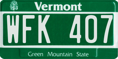 VT license plate WFK407