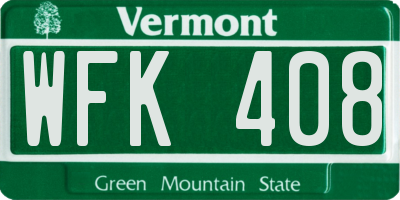VT license plate WFK408