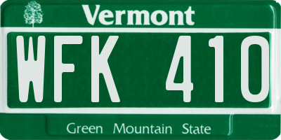 VT license plate WFK410