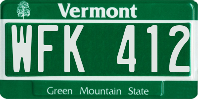 VT license plate WFK412