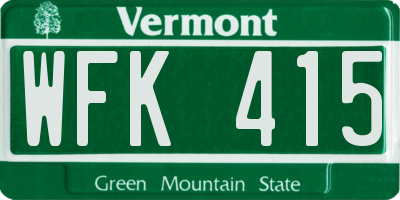 VT license plate WFK415