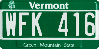 VT license plate WFK416