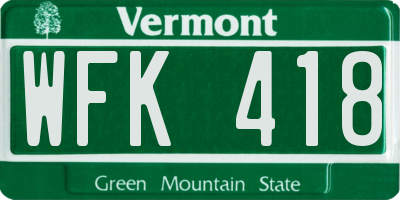 VT license plate WFK418