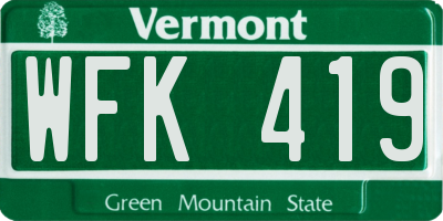 VT license plate WFK419