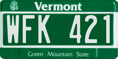 VT license plate WFK421
