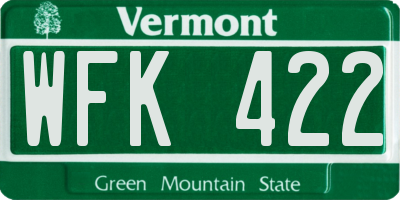 VT license plate WFK422
