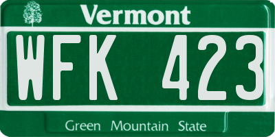 VT license plate WFK423
