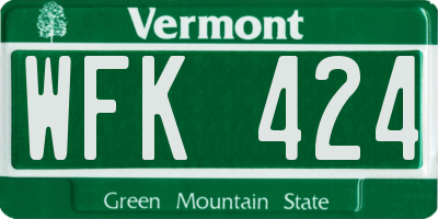 VT license plate WFK424