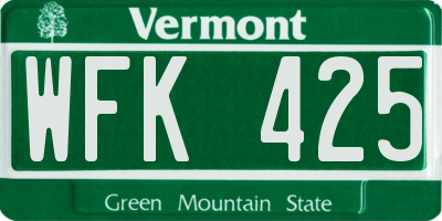 VT license plate WFK425
