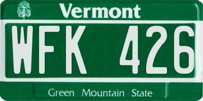 VT license plate WFK426