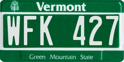 VT license plate WFK427