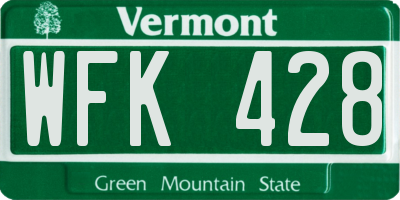 VT license plate WFK428
