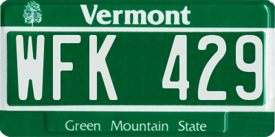VT license plate WFK429