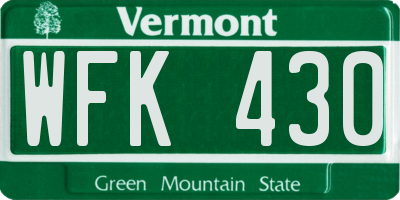 VT license plate WFK430