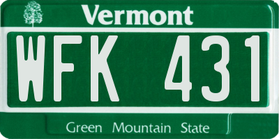 VT license plate WFK431