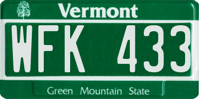 VT license plate WFK433