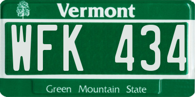 VT license plate WFK434