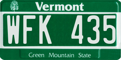 VT license plate WFK435