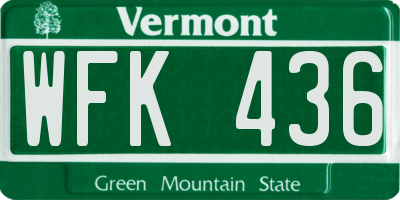 VT license plate WFK436