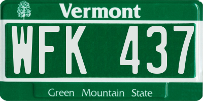 VT license plate WFK437