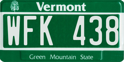 VT license plate WFK438