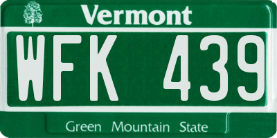 VT license plate WFK439
