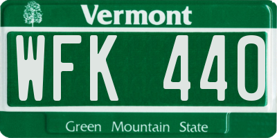 VT license plate WFK440