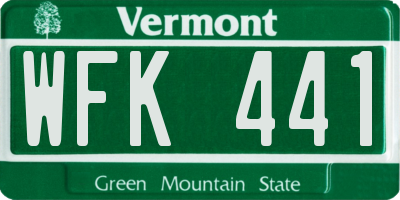 VT license plate WFK441