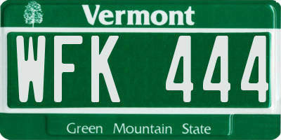 VT license plate WFK444